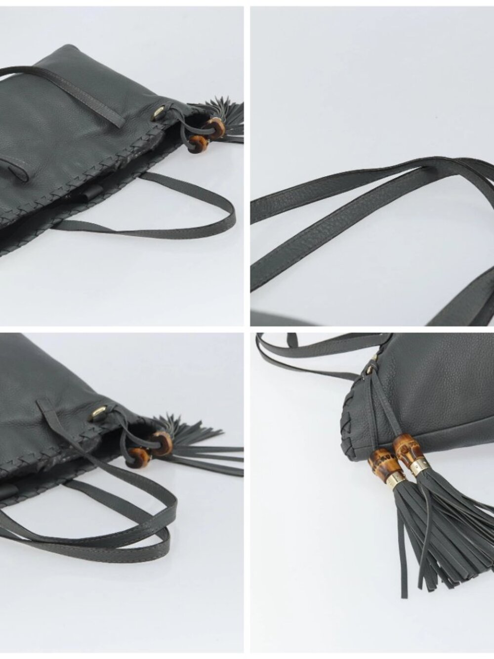 GUCCI Tote Bag Leather Outlet Gray Silver 354665 Auth 164491 - Picture 16 of 16